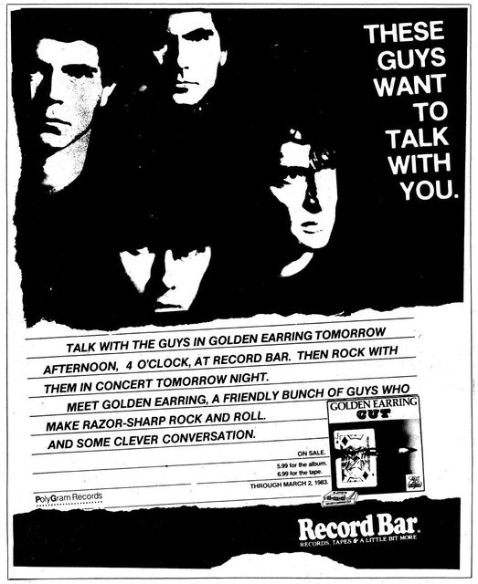 AD Meet-and-Greet with Golden Earring on Feb. 26 1983 at the Record Bar, Las Cruces, New Mexico